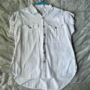 White Button Down Tee Womens Small